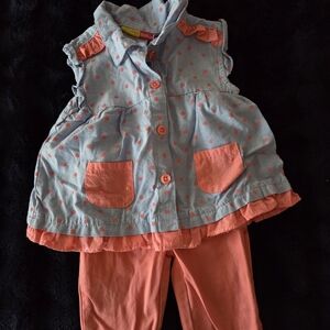 Penelope Mack Blue and Pink Polka Dot Baby Outfit